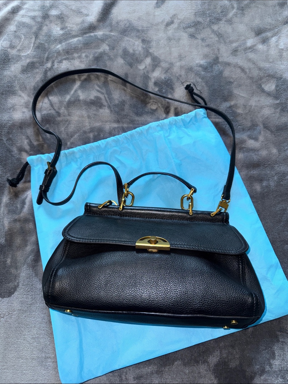Antonio Melani Classic Black Leather Shoulder Bag - Structured Crossbody